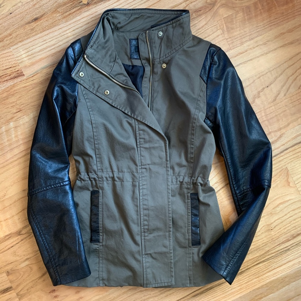 Olive and leather utility jacket